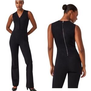 Spanx SPANXsmooth™ Ponte Perfect Sleeveless Jumpsuit Black Large Tall Flare NWT